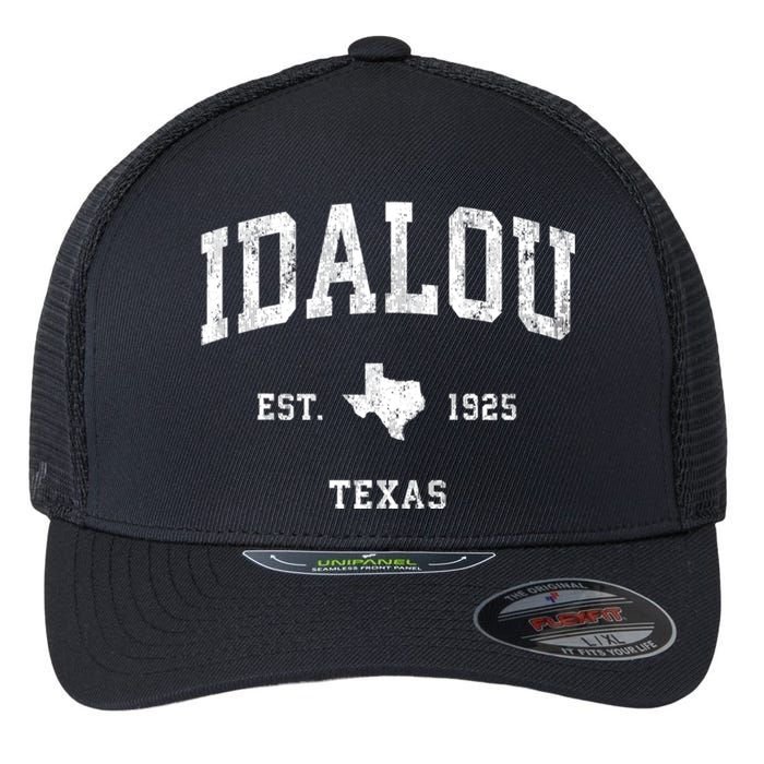 Idalou Texas Tx Vintage Athletic Black Sports Flexfit Unipanel Trucker Cap