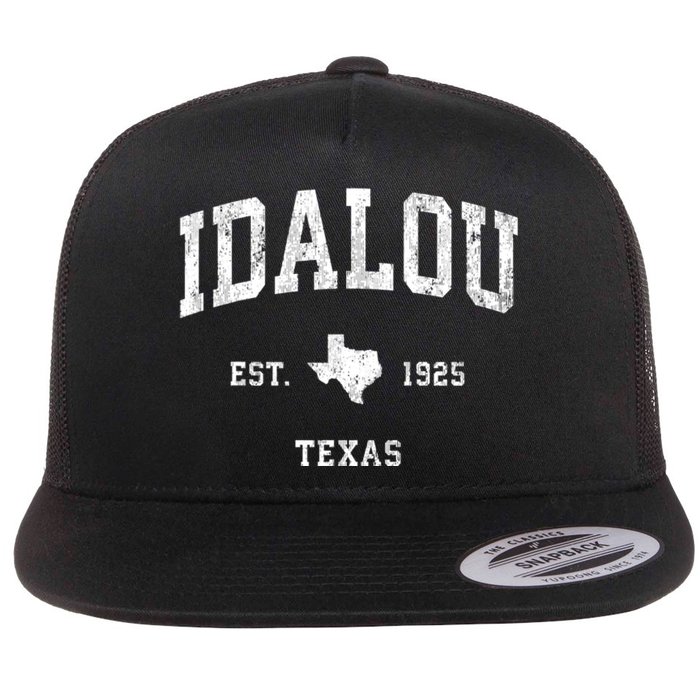 Idalou Texas Tx Vintage Athletic Black Sports Flat Bill Trucker Hat