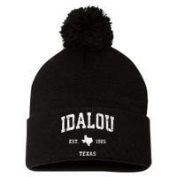 Idalou Texas Tx Vintage Athletic Black Sports Pom Pom 12in Knit Beanie