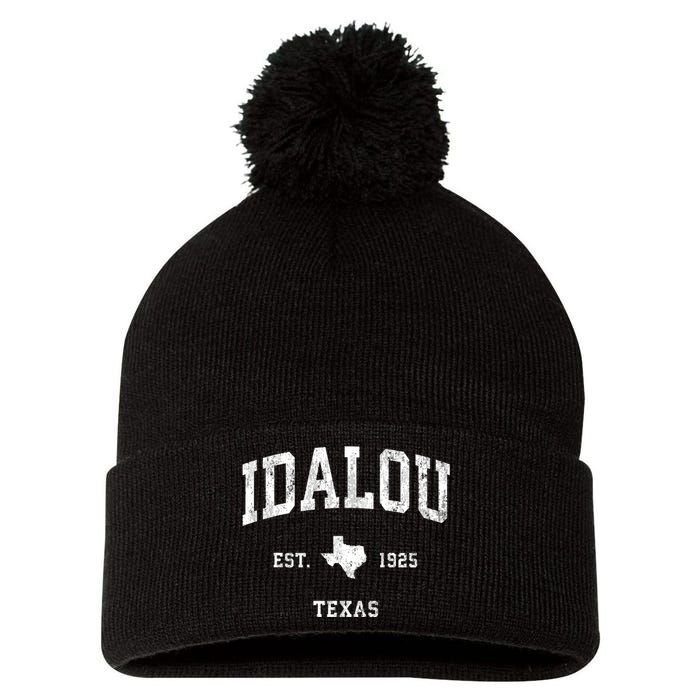 Idalou Texas Tx Vintage Athletic Black Sports Pom Pom 12in Knit Beanie