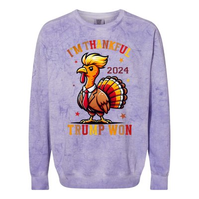 IM Thankful Trump Won 2024 Took American Back Thanksgiving Colorblast Crewneck Sweatshirt