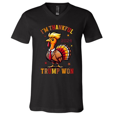 IM Thankful Trump Won 2024 Took American Back Thanksgiving V-Neck T-Shirt