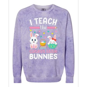 I Teach The Cutest Little Bunnies Teacher Easter Bunny Women Colorblast Crewneck Sweatshirt