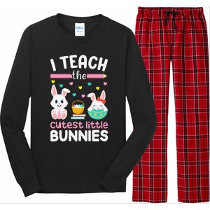 I Teach The Cutest Little Bunnies Teacher Easter Bunny Women Long Sleeve Pajama Set