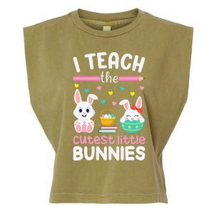 I Teach The Cutest Little Bunnies Teacher Easter Bunny Women Garment-Dyed Women's Muscle Tee