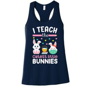 I Teach The Cutest Little Bunnies Teacher Easter Bunny Women Women's Racerback Tank