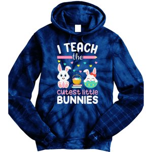 I Teach The Cutest Little Bunnies Teacher Easter Bunny Women Tie Dye Hoodie