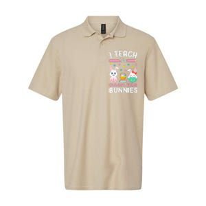 I Teach The Cutest Little Bunnies Teacher Easter Bunny Women Softstyle Adult Sport Polo