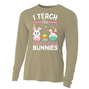 I Teach The Cutest Little Bunnies Teacher Easter Bunny Women Cooling Performance Long Sleeve Crew