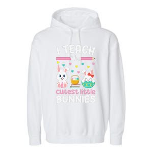 I Teach The Cutest Little Bunnies Teacher Easter Bunny Women Garment-Dyed Fleece Hoodie