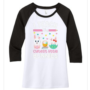 I Teach The Cutest Little Bunnies Teacher Easter Bunny Women Women's Tri-Blend 3/4-Sleeve Raglan Shirt