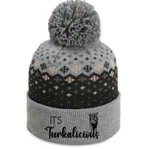 Its Turkalicious Thanksgiving Turkey Family Cute Gift The Baniff Cuffed Pom Beanie