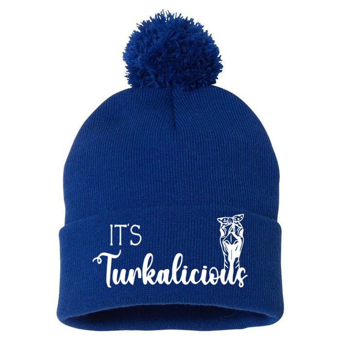 Its Turkalicious Thanksgiving Turkey Family Cute Gift Pom Pom 12in Knit Beanie