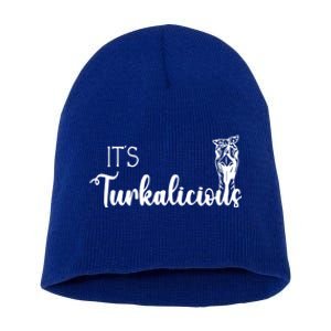 Its Turkalicious Thanksgiving Turkey Family Cute Gift Short Acrylic Beanie