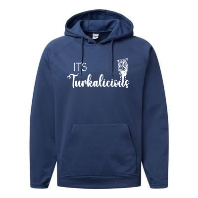 Its Turkalicious Thanksgiving Turkey Family Cute Gift Performance Fleece Hoodie