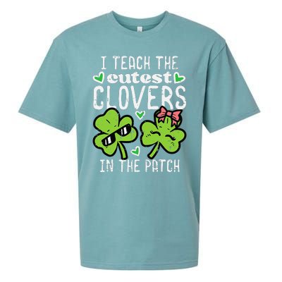 I Teach The Cutest Clovers In Patch St Patricks Day Teacher Sueded Cloud Jersey T-Shirt