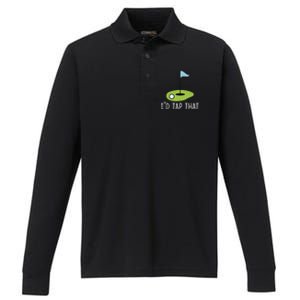 ID Tap That Sarcasm Gag Funny Best Golf Joke Fathers Day Performance Long Sleeve Polo