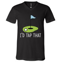 ID Tap That Sarcasm Gag Funny Best Golf Joke Fathers Day V-Neck T-Shirt