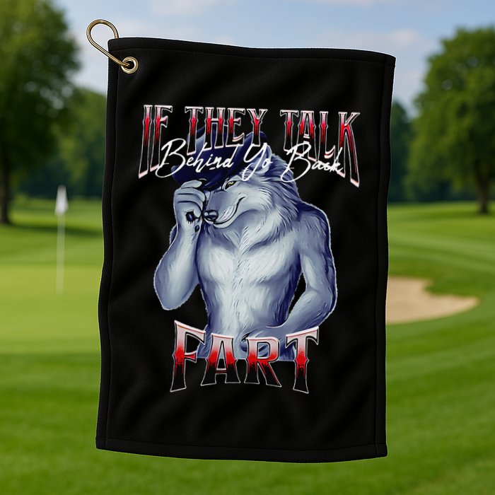 If They Talk Behind Yo Back Fart Funny Wolf Sayings Golf Towel