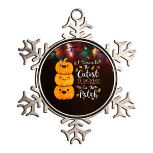 I Teach The Cutest Pumpkins In The Patch Teacher Halloween Metallic Star Ornament