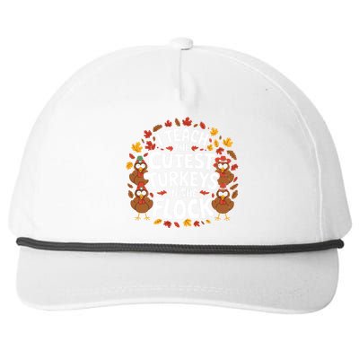 I Teach The Cutest Turkeys Thanksgiving Fall Teacher Wo Snapback Five-Panel Rope Hat