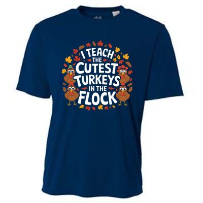 I Teach The Cutest Turkeys Thanksgiving Fall Teacher Wo Cooling Performance Crew T-Shirt