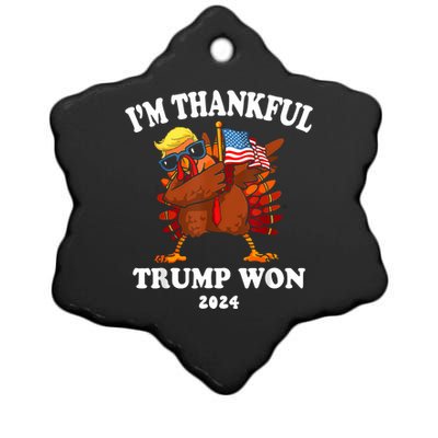 IM Thankful Trump Won Thanksgiving Trump Autumn Turkey 2024 Ceramic Star Ornament