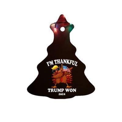 IM Thankful Trump Won Thanksgiving Trump Autumn Turkey 2024 Ceramic Tree Ornament