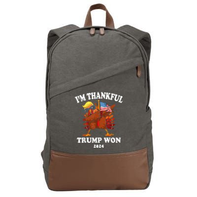 IM Thankful Trump Won Thanksgiving Trump Autumn Turkey 2024 Cotton Canvas Backpack