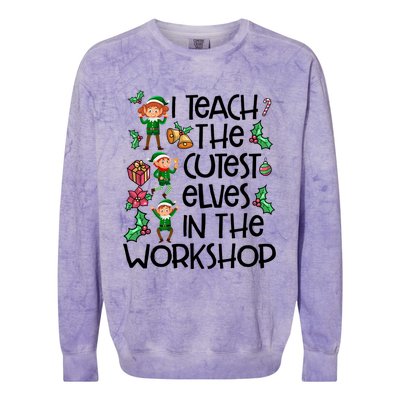 I Teach The Cutest In The Workshop Cute Gift Teacher Christmas Gift Colorblast Crewneck Sweatshirt