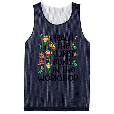 I Teach The Cutest In The Workshop Cute Gift Teacher Christmas Gift Mesh Reversible Basketball Jersey Tank