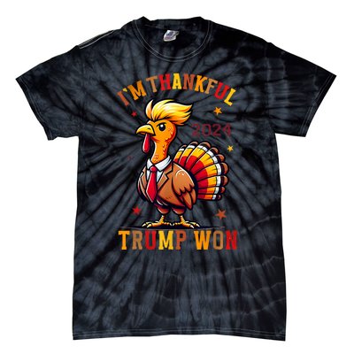 IM Thankful Trump Won 2024 Took American Back Thanksgiving Tie-Dye T-Shirt