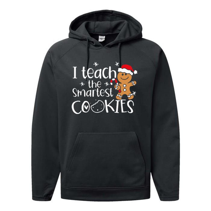 I Teach The Smartest Cookies Christmas Gingerbread Santa Hat  Performance Fleece Hoodie