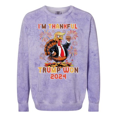 IM Thankful Trump Won 2024 Colorblast Crewneck Sweatshirt