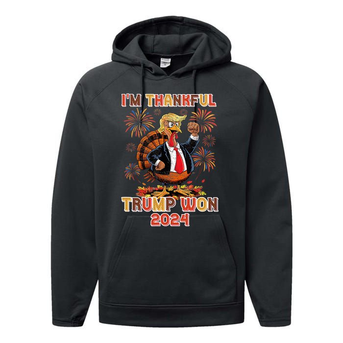 IM Thankful Trump Won 2024 Performance Fleece Hoodie