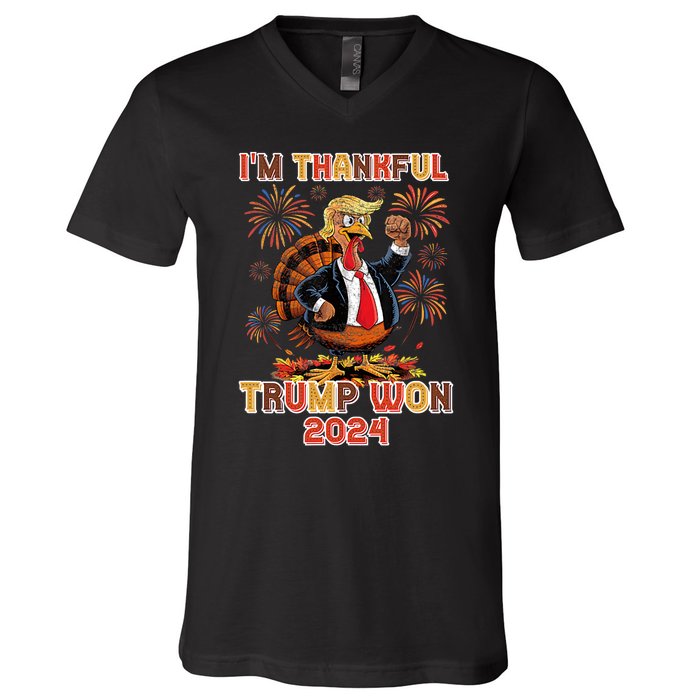 IM Thankful Trump Won 2024 V-Neck T-Shirt