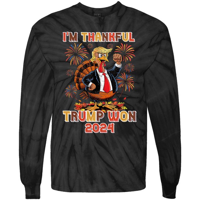 IM Thankful Trump Won 2024 Tie-Dye Long Sleeve Shirt