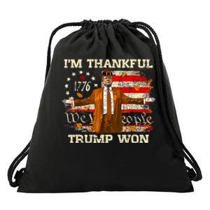 Im Thankful Trump Won Thanksgiving Turkey Fall Women Drawstring Bag