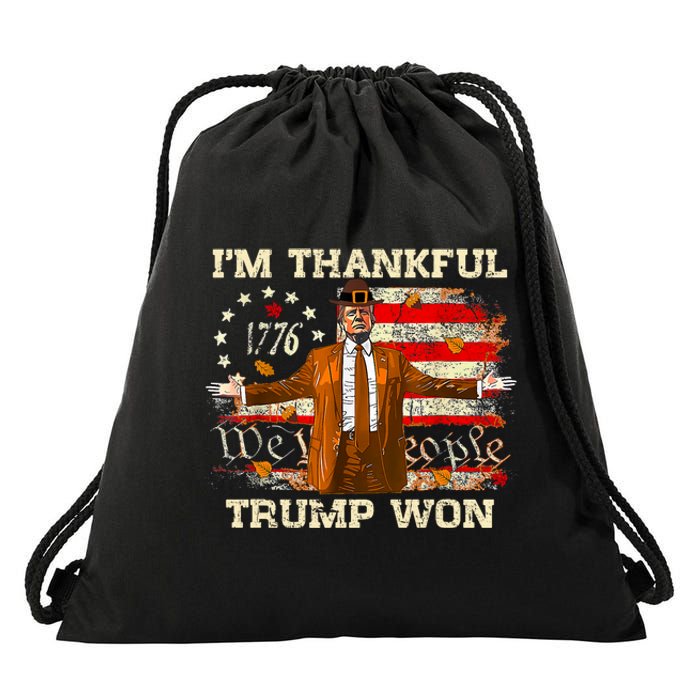 Im Thankful Trump Won Thanksgiving Turkey Fall Women Drawstring Bag