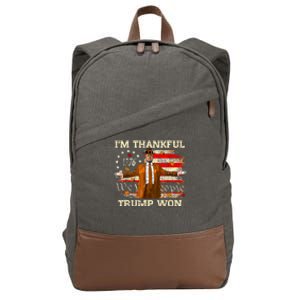 Im Thankful Trump Won Thanksgiving Turkey Fall Women Cotton Canvas Backpack