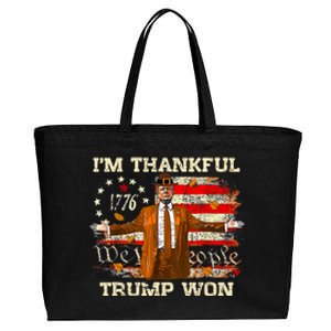 Im Thankful Trump Won Thanksgiving Turkey Fall Women Cotton Canvas Jumbo Tote