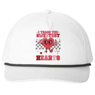 I Teach The Sweetest Little Hearts Valentines Day Teacher Snapback Five-Panel Rope Hat