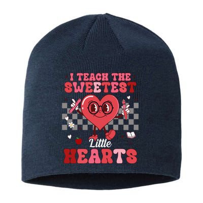 I Teach The Sweetest Little Hearts Valentines Day Teacher Sustainable Beanie