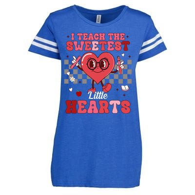 I Teach The Sweetest Little Hearts Valentines Day Teacher Enza Ladies Jersey Football T-Shirt