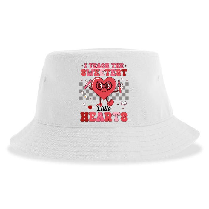 I Teach The Sweetest Little Hearts Valentines Day Teacher Sustainable Bucket Hat