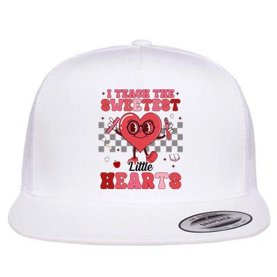 I Teach The Sweetest Little Hearts Valentines Day Teacher Flat Bill Trucker Hat