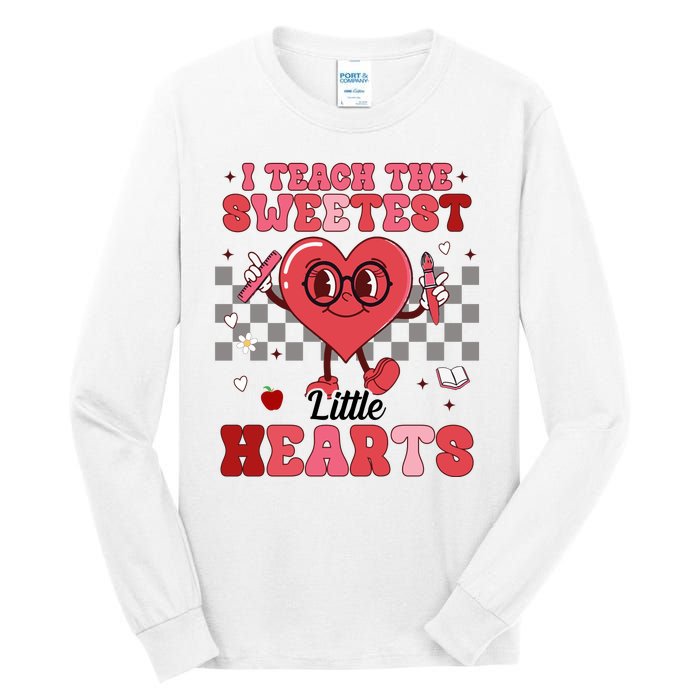 I Teach The Sweetest Little Hearts Valentines Day Teacher Tall Long Sleeve T-Shirt