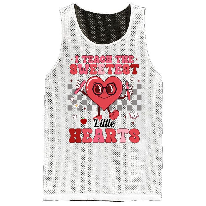 I Teach The Sweetest Little Hearts Valentines Day Teacher Mesh Reversible Basketball Jersey Tank