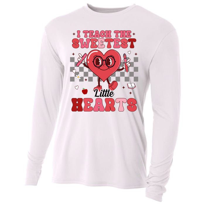 I Teach The Sweetest Little Hearts Valentines Day Teacher Cooling Performance Long Sleeve Crew