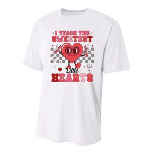 I Teach The Sweetest Little Hearts Valentines Day Teacher Youth Performance Sprint T-Shirt